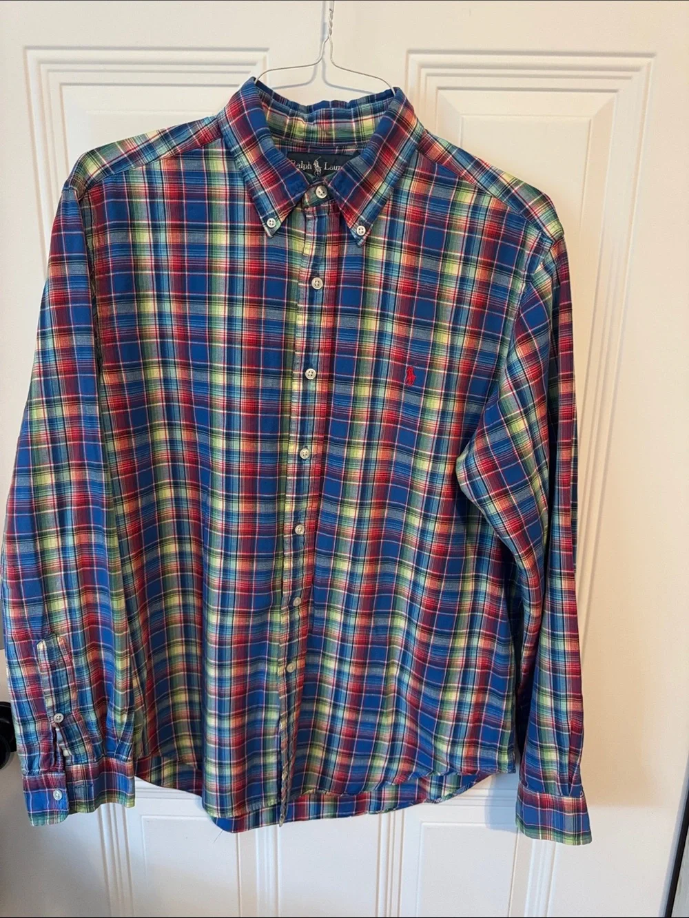 Polo by Ralph Lauren Blue, Red & Green Plaid Button-Down Shirt
